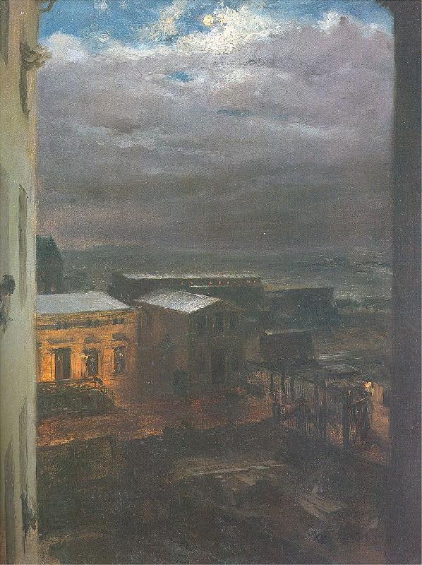 Adolph von Menzel The Anhalter Railway Station by Moonlight China oil painting art